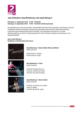 Jazz Collection: Amy Winehouse, Mit Jamie Wong-Li