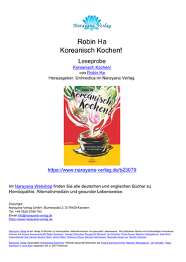 Robin Ha Koreanisch Kochen! Leseprobe Koreanisch Kochen! Von Robin Ha Herausgeber: Unimedica Im Narayana Verlag