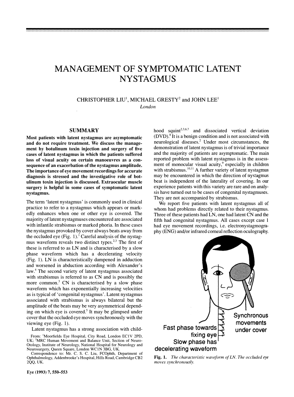 Management of Symptomatic Latent Nystagmus