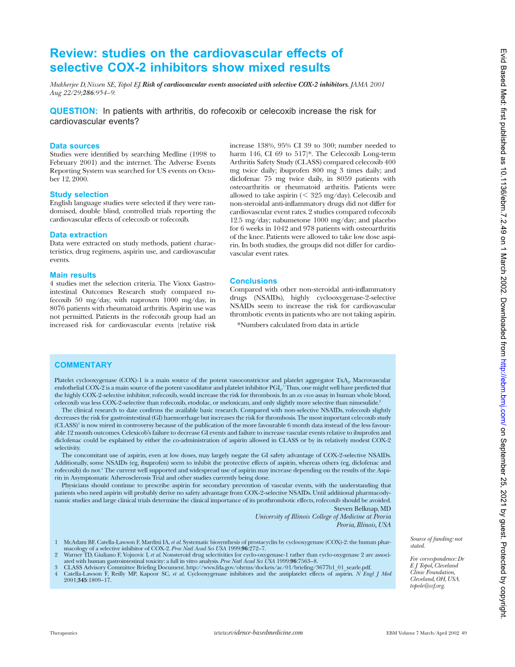 Studies on the Cardiovascular Effects of Selective COX-2 Inhibitors Show Mixed Results