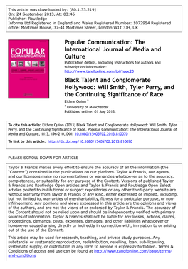 Popular Communication: the International Journal of Media And