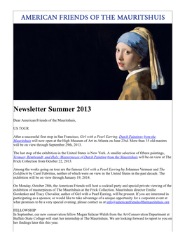 Summer 2013 Newsletter