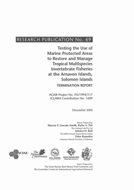 Testing the Use of Marine Protected Areas to Restore and Manage Tropical Multispecies Invertebrate Fisheries at the Arnavon Isla