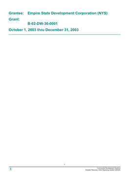 October 1, 2003 Thru December 31, 2003 B-02-DW-36-0001 Grant