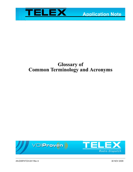 Glossary of Common Terminology and Acronyms