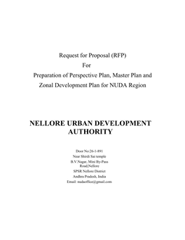 Request for Proposal (RFP) for Preparation of Perspective Plan, Master Plan and Zonal Development Plan for NUDA Region