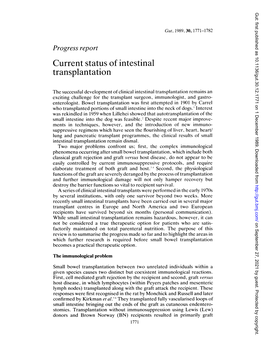 Current Status of Intestinal Transplantation