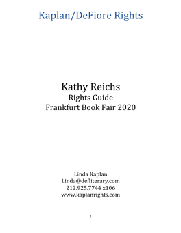Kathy Reichs Rights Guide Frankfurt Book Fair 2020