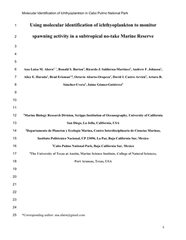 Using Molecular Identification of Ichthyoplankton to Monitor