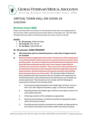 Virtual Town Hall on Covid-19 3/26/2020