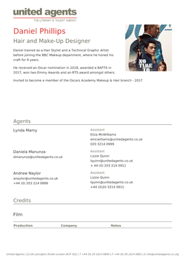 Daniel Phillips Hair and Make-Up Designer