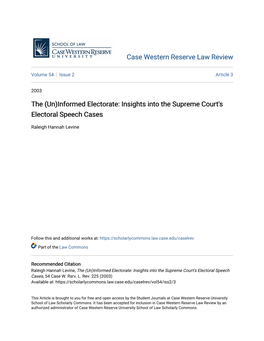 Informed Electorate: Insights Into the Supreme Court's Electoral Speech Cases