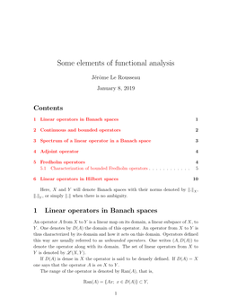 Some Elements of Functional Analysis