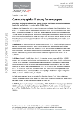 Community Spirit Still Strong for Newspapers