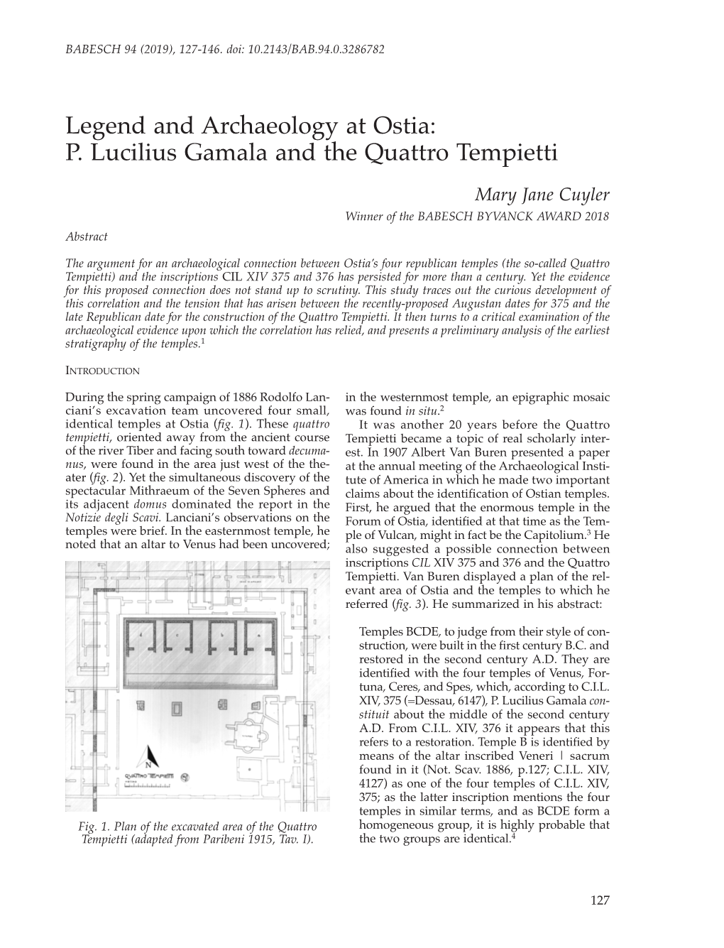 Legend and Archaeology at Ostia: P. Lucilius Gamala and the Quattro Tempietti