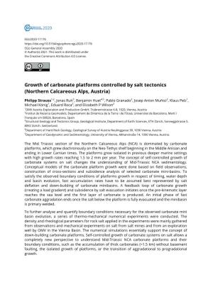 Growth of Carbonate Platforms Controlled by Salt Tectonics (Northern Calcareous Alps, Austria)