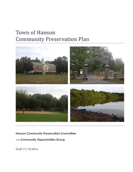 Town of Hanson Community Preservation Plan