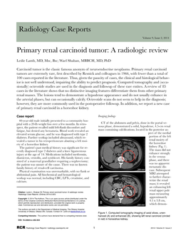 Primary Renal Carcinoid Tumor: a Radiologic Review