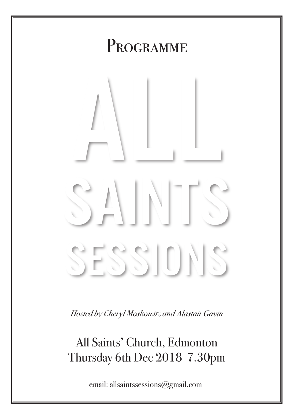 Programme ALL SAINTS SESSIONS