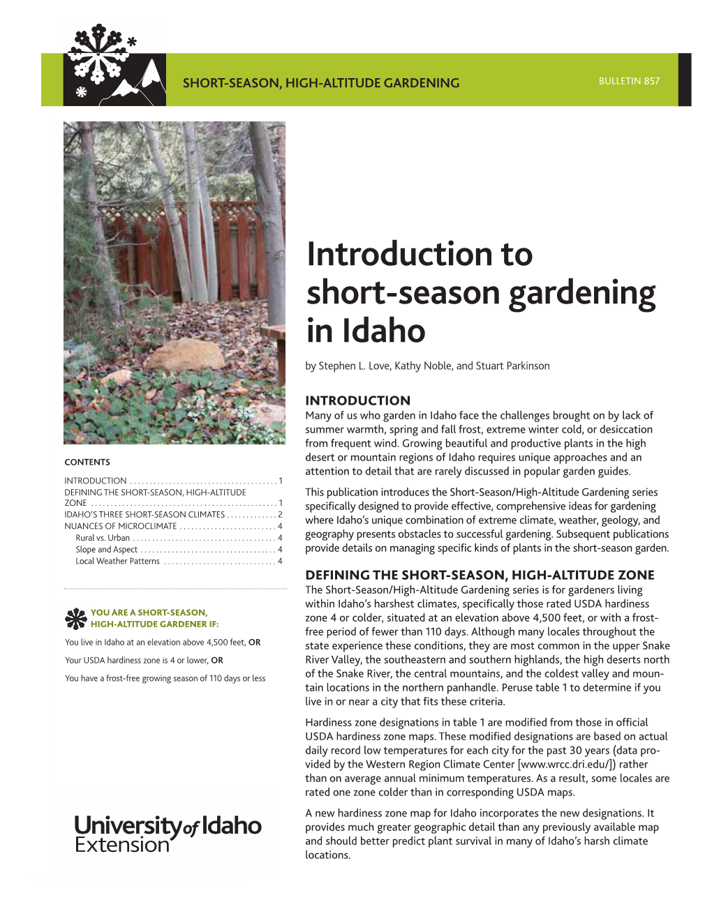 Introduction to Short-Season Gardening in Idaho by Stephen L