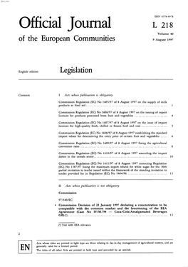 Official Journal L 218 Volume 40 of the European Communities 9 August 1997