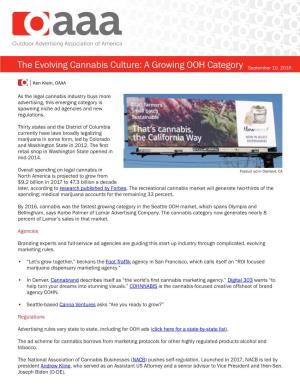 The Evolving Cannabis Culture: a Growing OOH Category September 10, 2018