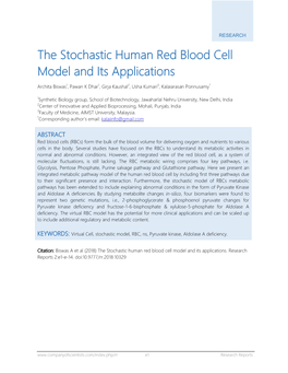 The Stochastic Human Red Blood Cell Model and Its Applications