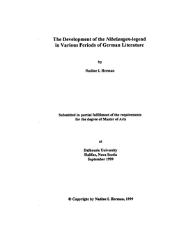 The Development of the Nibelungen-Legend in Various Periods of German Literature