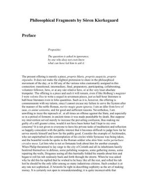 Philosophical Fragments by Sören Kierkegaard Preface
