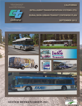 California Intelligent Transportation Systems (Its) Rural/Non-Urban Transit Statewide Plan