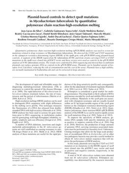 Plasmid-Based Controls to Detect Rpob Mutations in Mycobacterium Tuberculosis by Quantitative Polymerase Chain Reaction-High-Resolution Melting