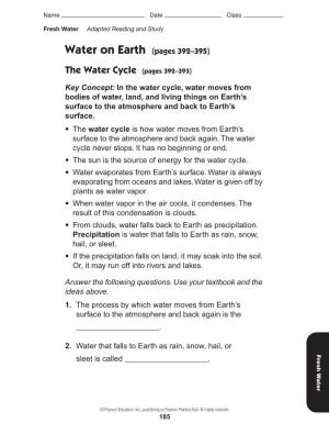 Water on Earth (Pages 392–395) Key Concept