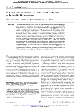 Endocrine-Immune-Paracrine Interactions in Prostate Cells As Targeted by Phytomedicines