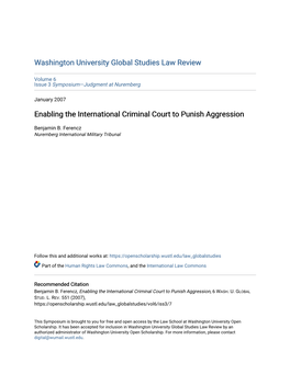 Enabling the International Criminal Court to Punish Aggression