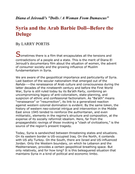 Syria and the Arab Barbie Doll--Before the Deluge