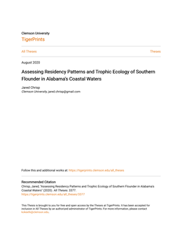 Assessing Residency Patterns and Trophic Ecology of Southern Flounder in Alabama's Coastal Waters