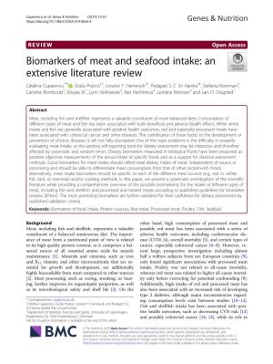 Biomarkers of Meat and Seafood Intake: an Extensive Literature Review Cătălina Cuparencu1*† , Giulia Praticó1†, Lieselot Y
