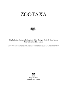 Zootaxa, Staphylinidae