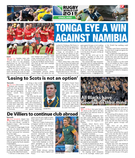 Tonga Eye a Win Against Namibia