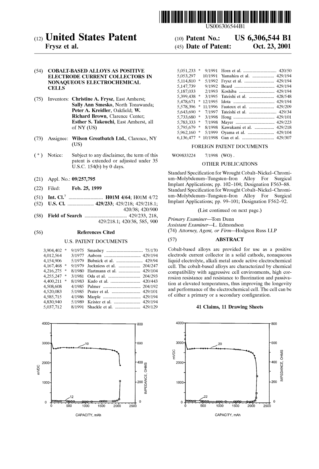 (12) United States Patent (10) Patent No.: US 6,306,544 B1 Frysz Et Al