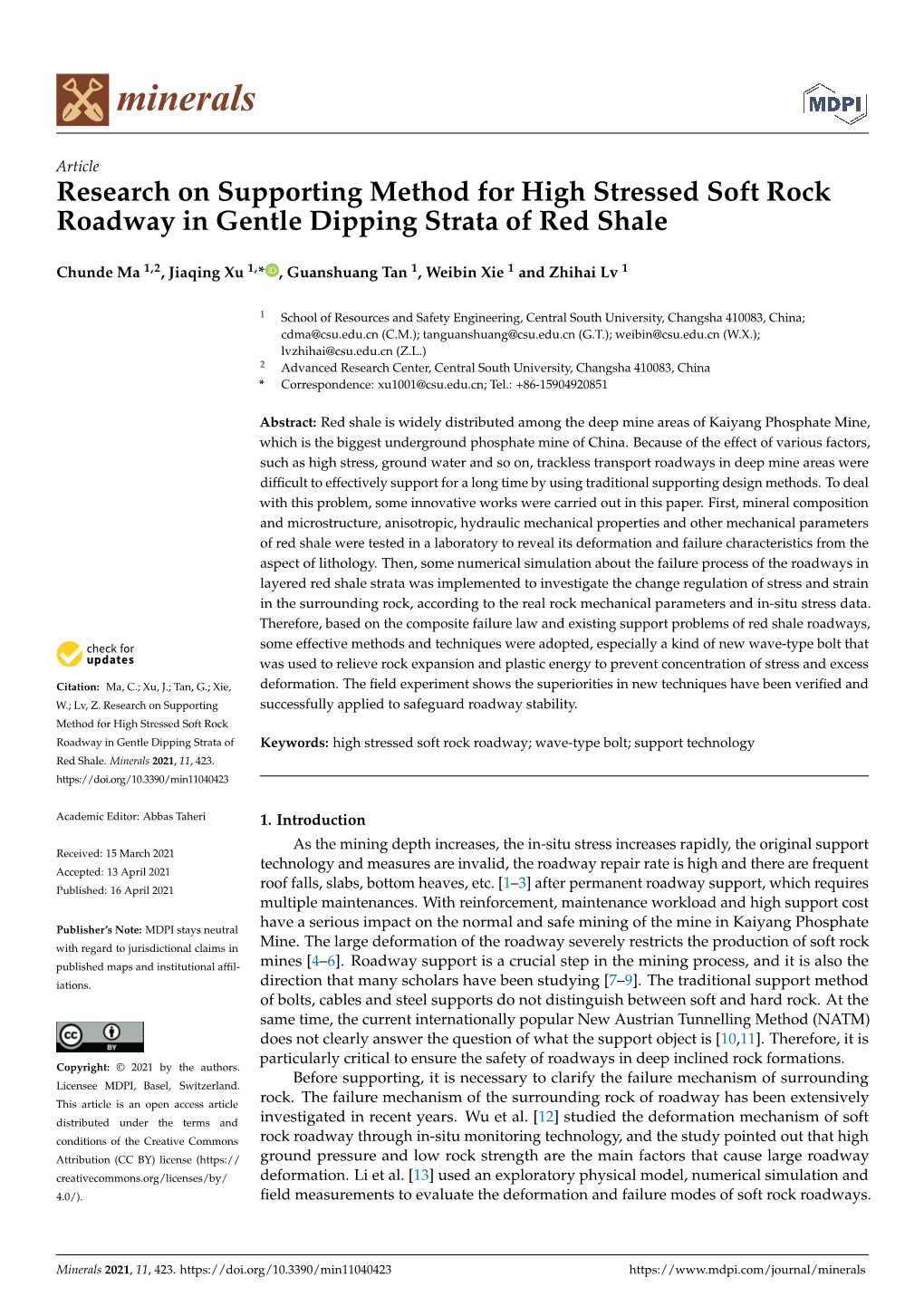 Research on Supporting Method for High Stressed Soft Rock Roadway in Gentle Dipping Strata of Red Shale