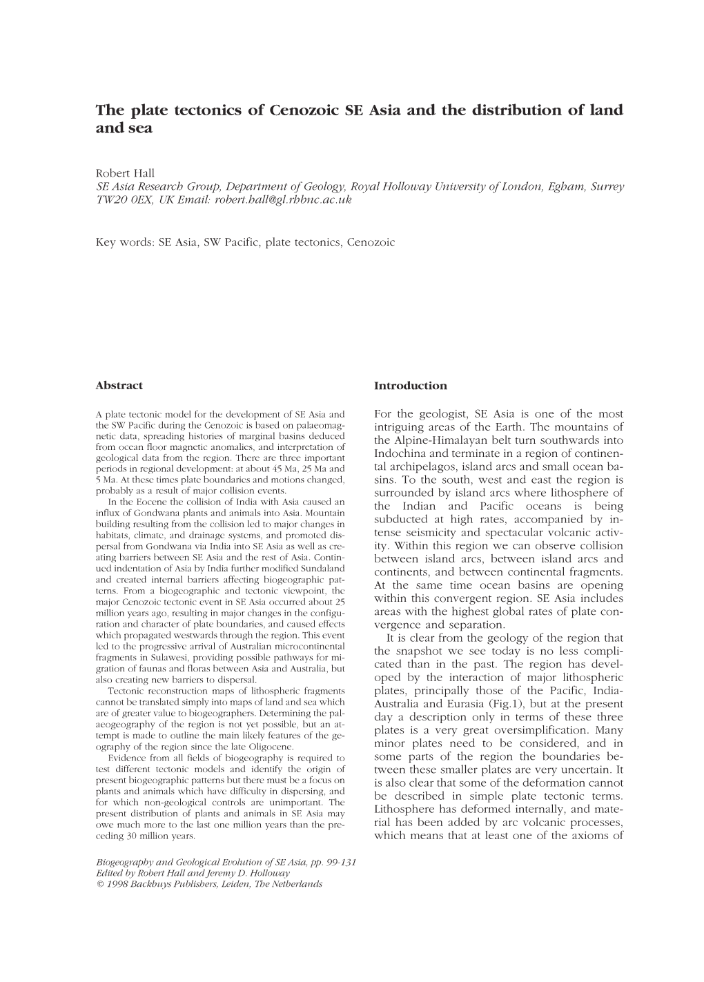 The Plate Tectonics of Cenozoic SE Asia and the Distribution of Land and Sea