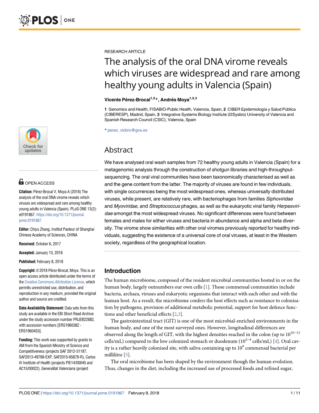 The Analysis of the Oral DNA Virome Reveals Which Viruses Are Widespread and Rare Among Healthy Young Adults in Valencia (Spain)