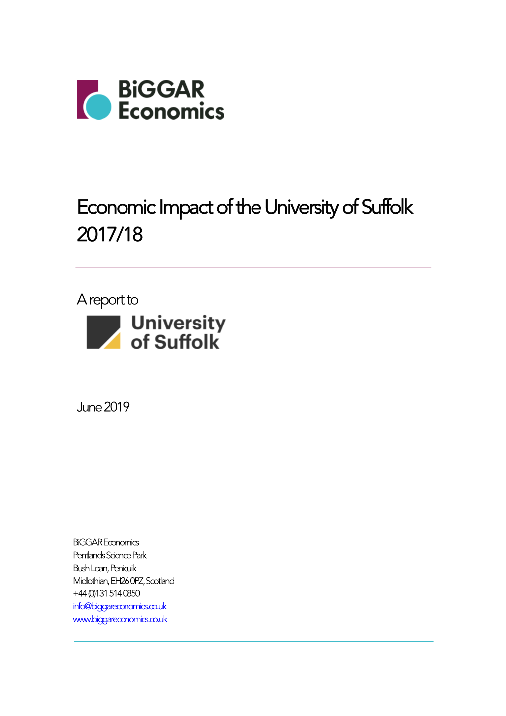 Economic Impact of the University of Suffolk 2017/18