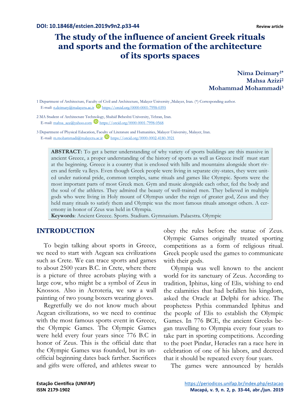 The Study of the Influence of Ancient Greek Rituals and Sports and the Formation of the Architecture of Its Sports Spaces