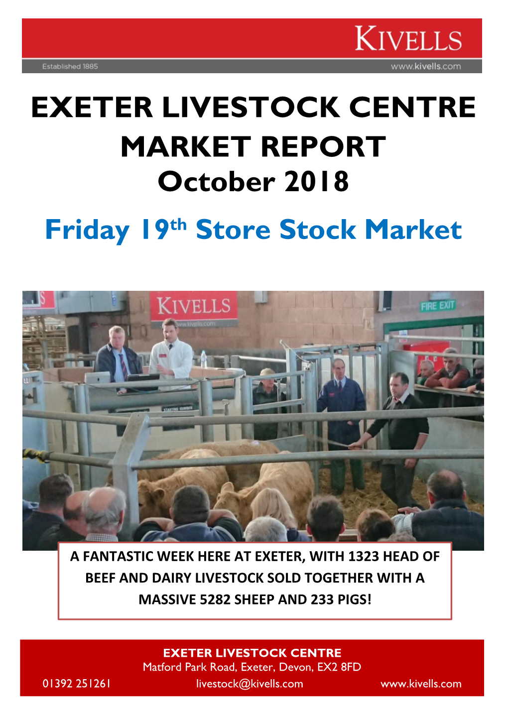 EXETER LIVESTOCK CENTRE MARKET REPORT October 2018