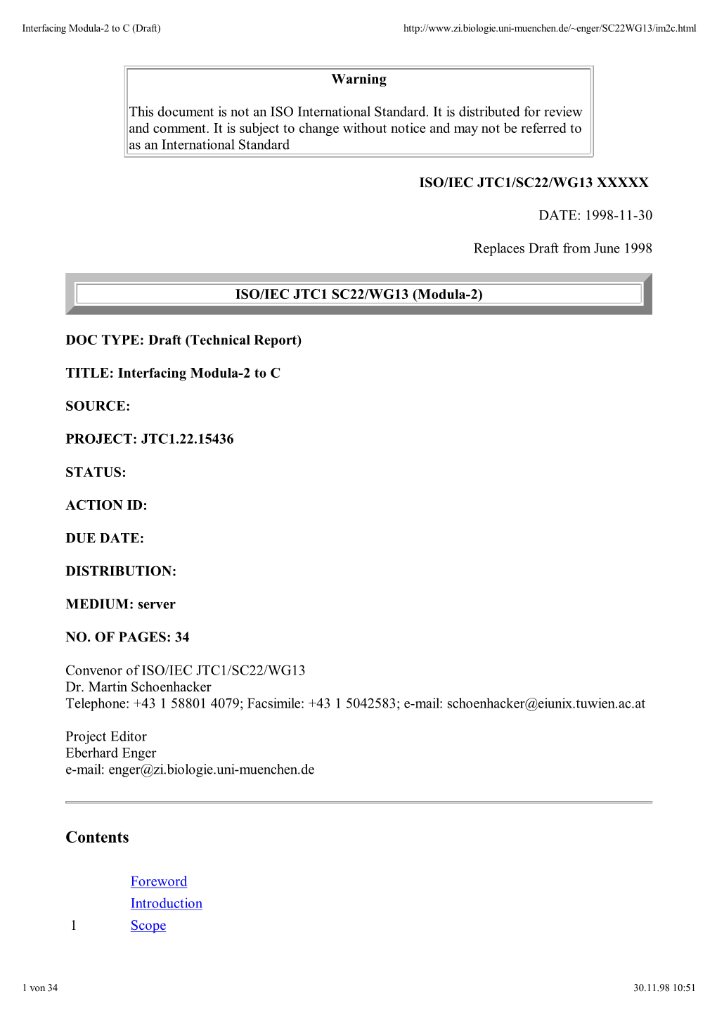 Interfacing Modula-2 to C (Draft)