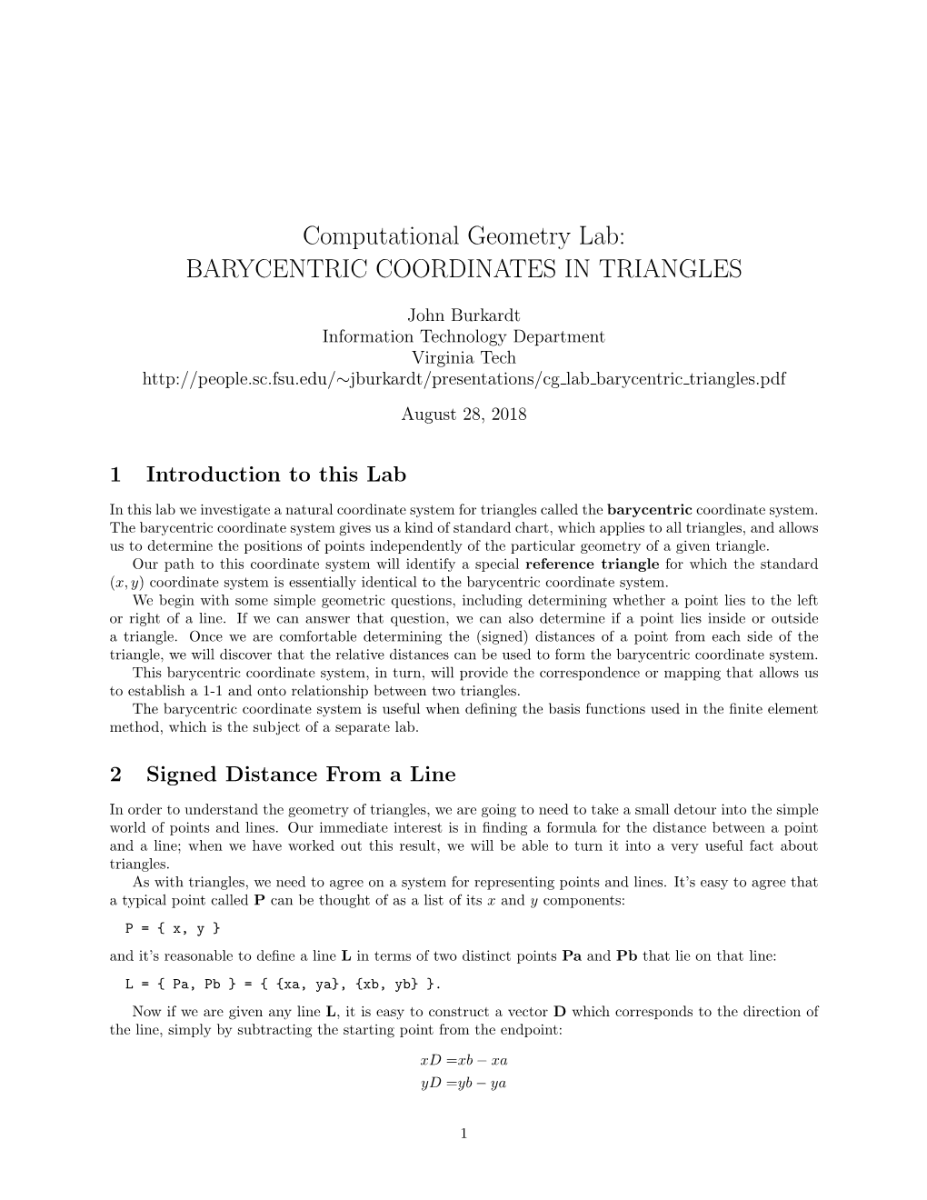 Barycentric Coordinates in Triangles