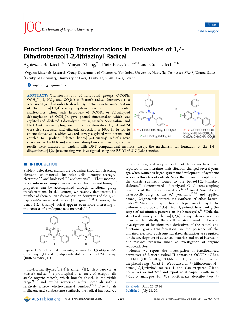 Functional Group Transformations in Derivatives Of