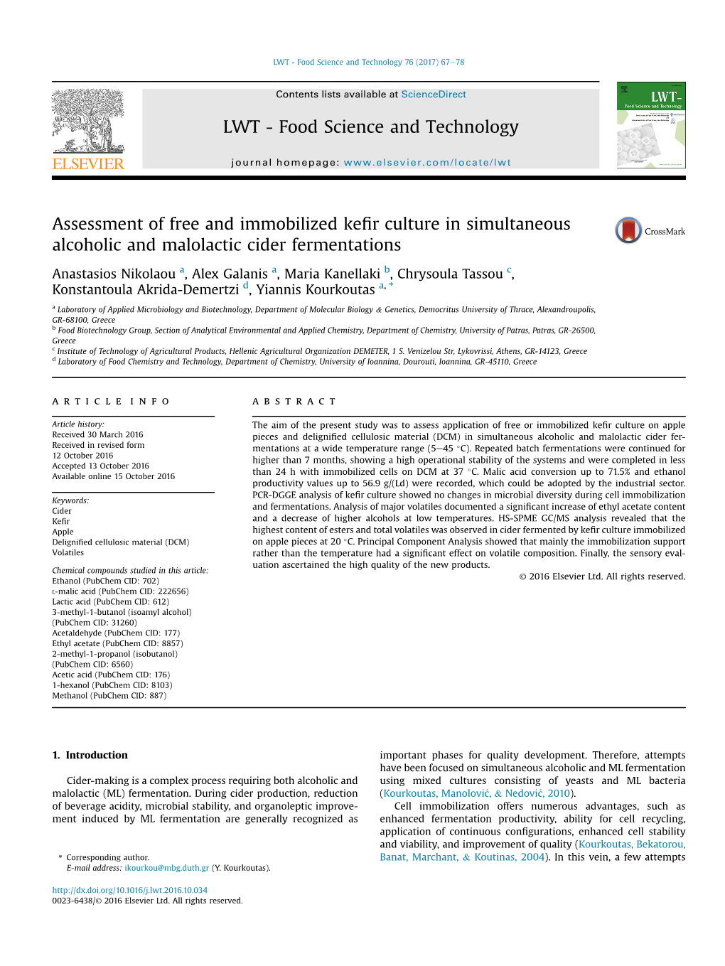 Assessment of Free and Immobilized Kefir Culture in Simultaneous